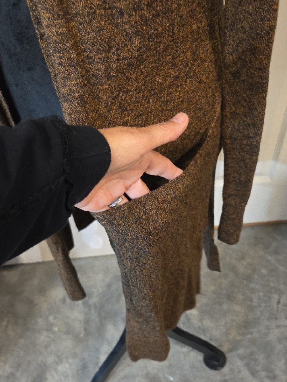 Maurices Long Open-Front Cardigan Jacket Boho Heathered Brown Lagenlook Cotton - Picture 2 of 14